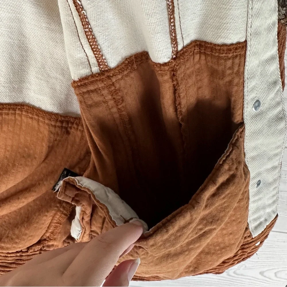 POL Women's Oversized Patchwork Corduroy Camo Y2K Jacket Inside Pockets Size S/M - Picture 10 of 16